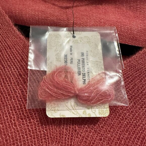 NWT Peruvian Connection Delphi Sweater Sz Medium Pimento Pullover Lightweight - Picture 4 of 10